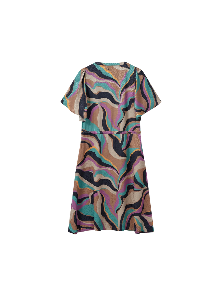 Mos Mosh May Onda Orchid Print Belted Midi Dress From Back