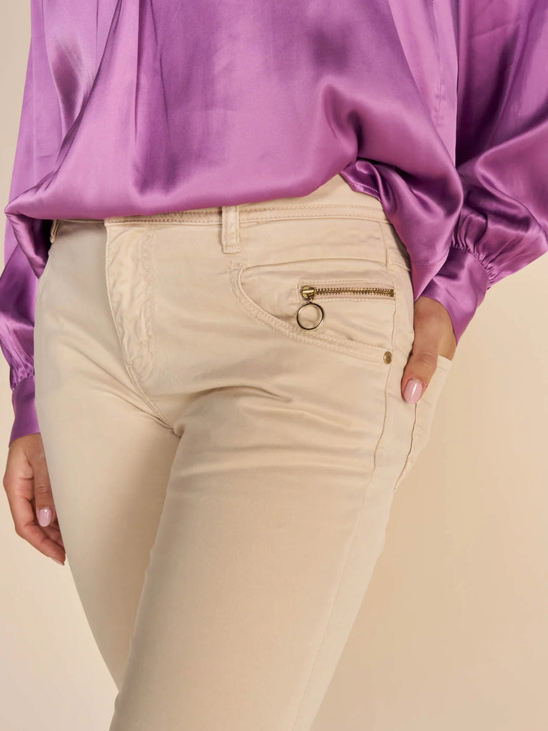 MosMosh Nelly Rosemary Zip Pocket Trousers In Cement