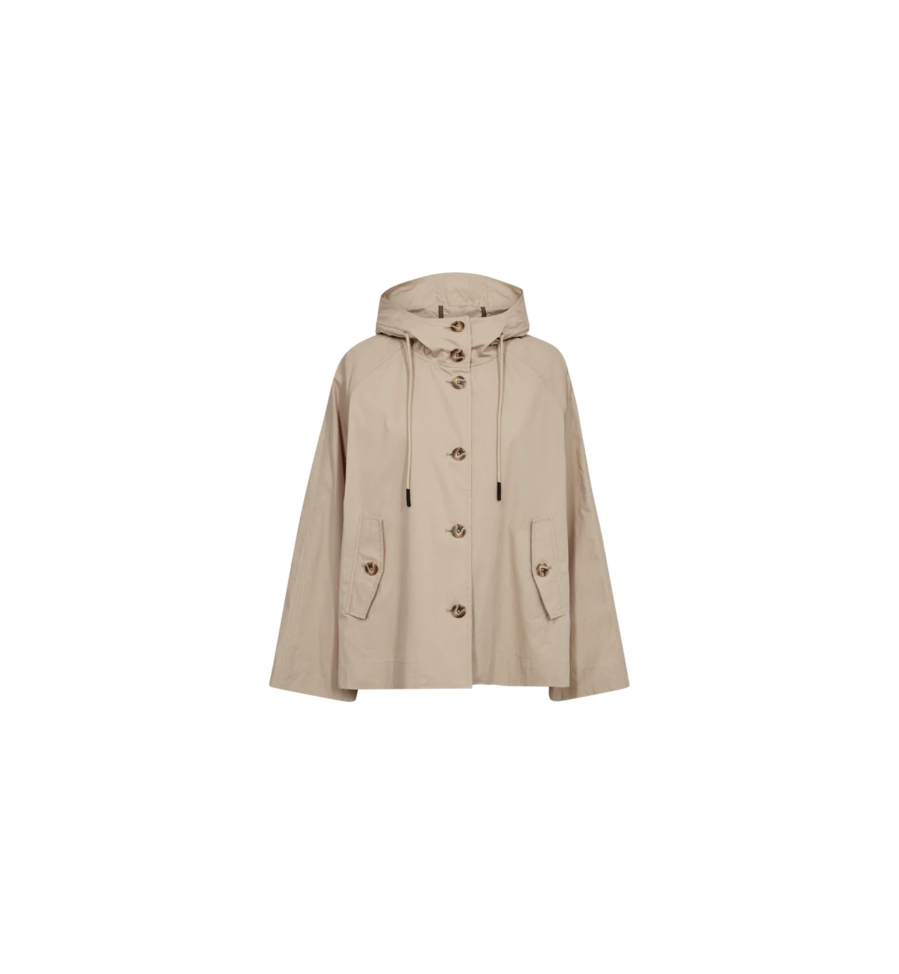 Mosmosh Sheena Beige Button Detail Short Jacket With Hood 