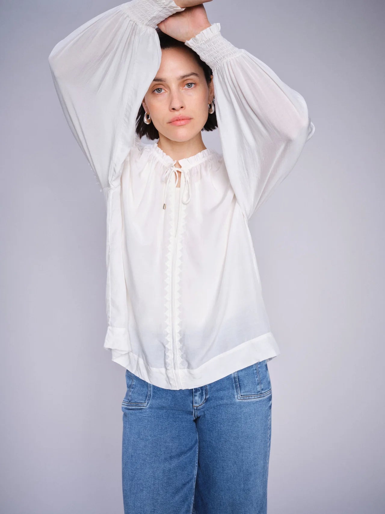 Mosmosh Marb Sansa Emb Gypsy Blouse In Cream 