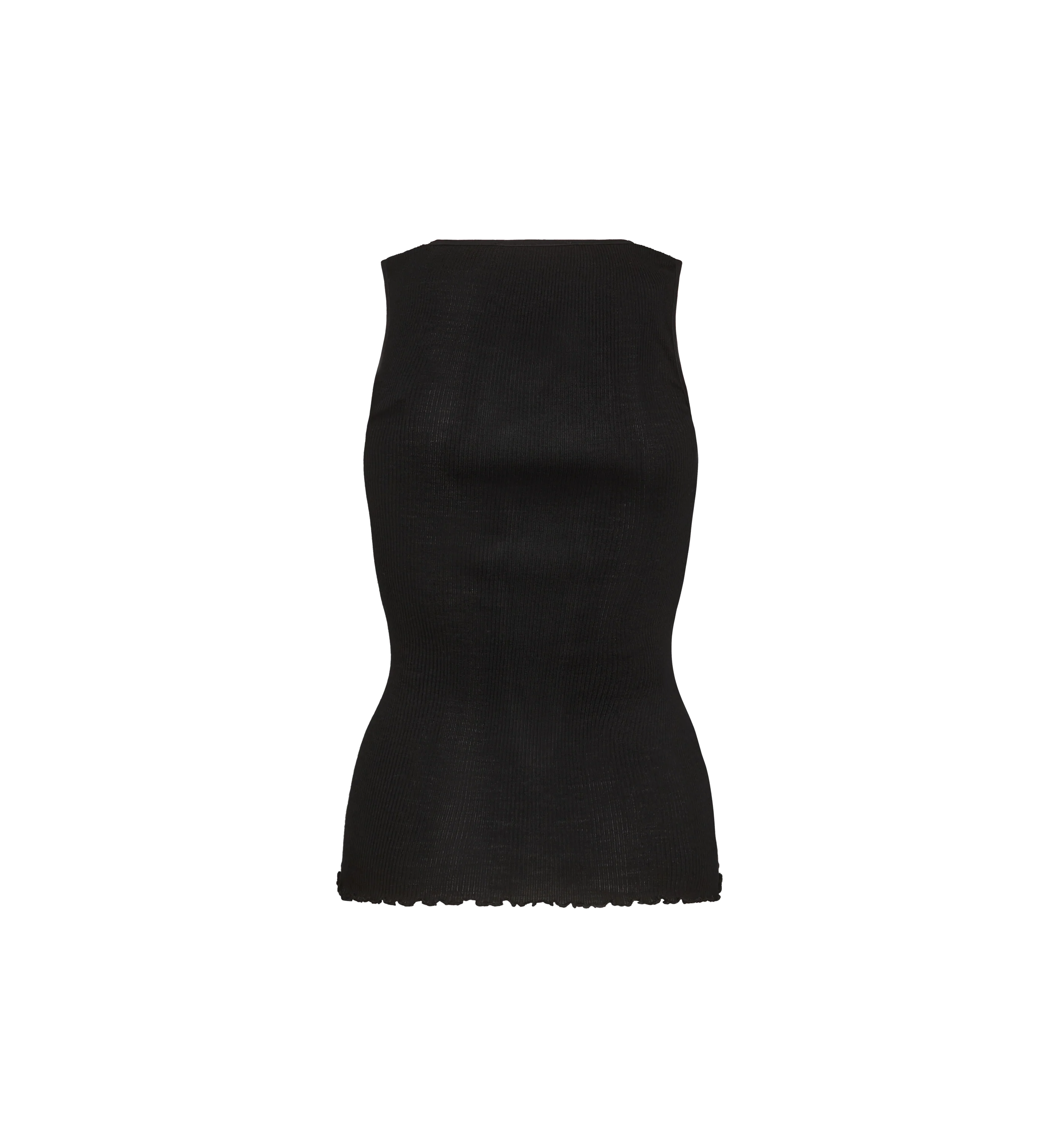 Mos Mosh Elaine best top in black silk blend with frill hem detail