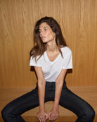 Mos Mosh Dala white women’s V-neck T-shirt casual outfit