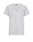 Mos Mosh Dala white V-neck basic T-shirt front view