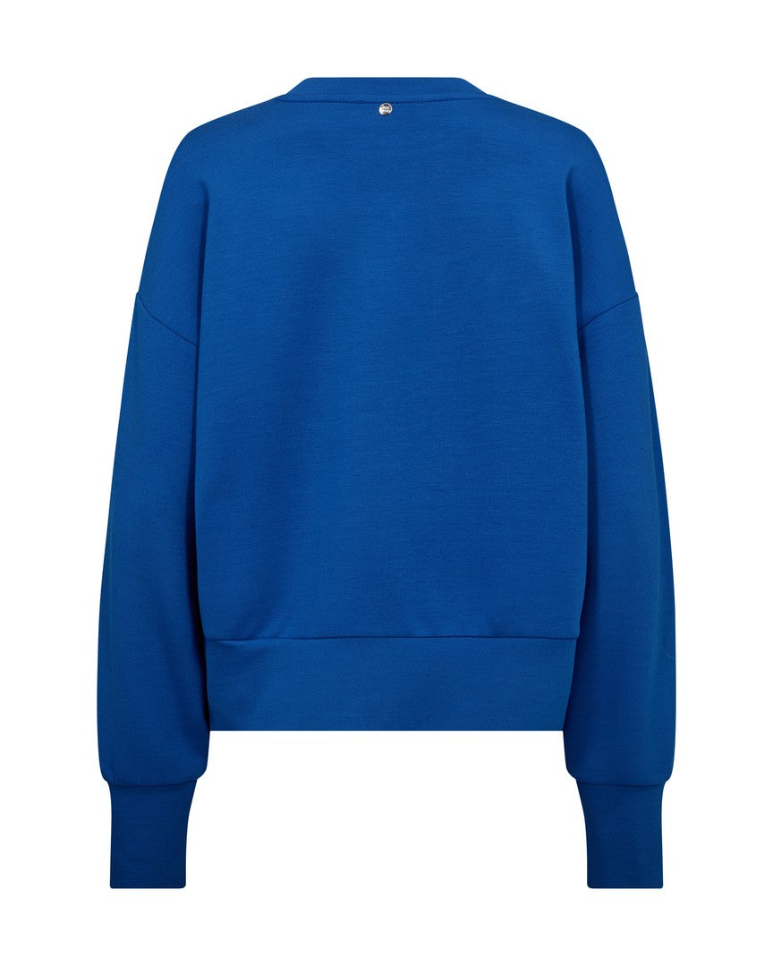 Back view of relaxed fit Mos Mosh Celi Create sweatshirt in blue