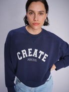 Mosmosh Celli O-LS Create Sweatshirt In Navy 