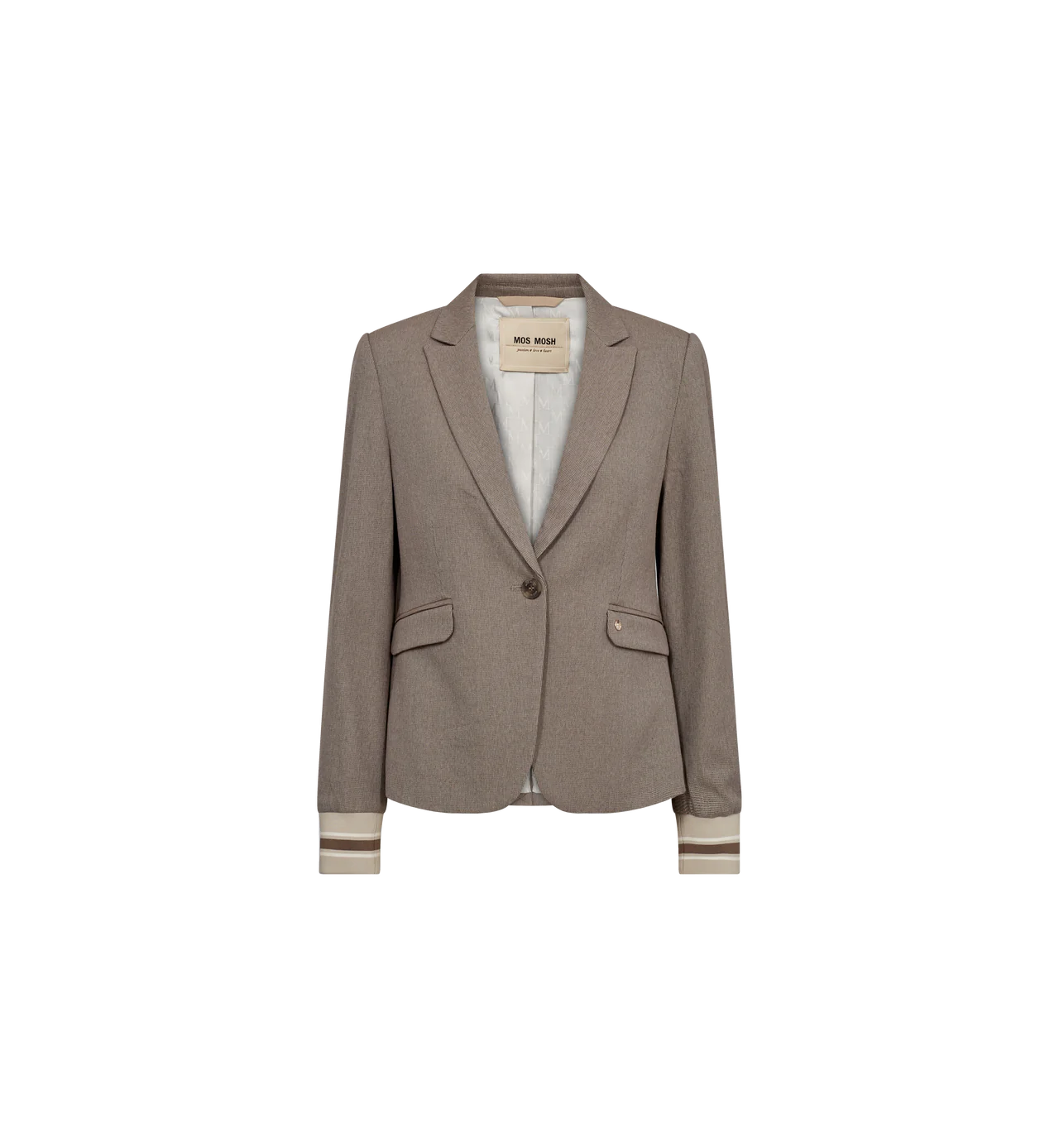 Mosmosh Blake Karlie Fitted Bomber Blazer In Beige/Brown