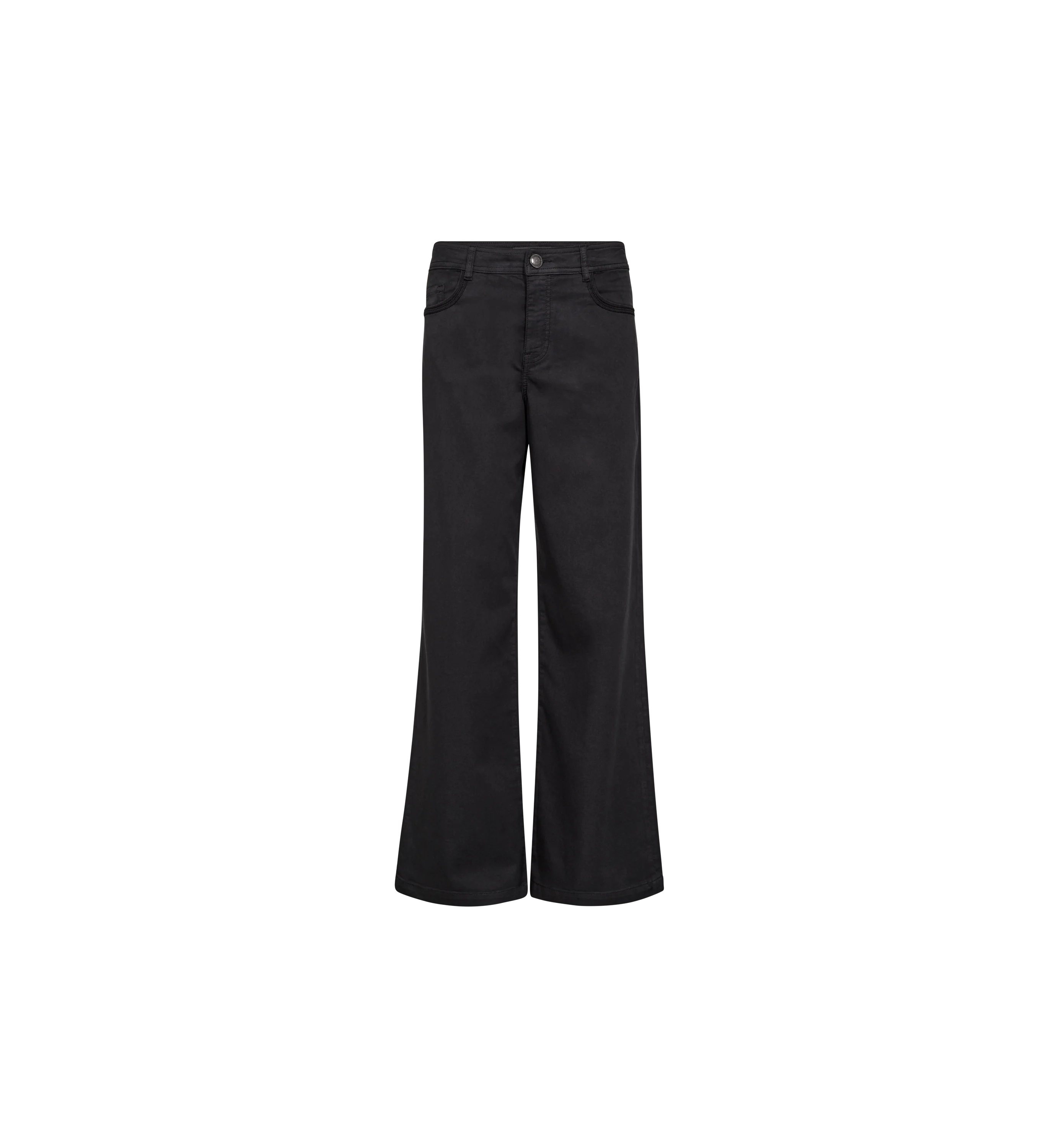 Mos Mosh Dara Treasure Grey Wide Leg Trousers front view, flatland.