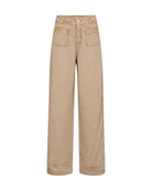 Flat lay of Mos Mosh beige wide-leg trousers