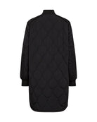Freja Two-tone zip-front long Mos Mosh coat in black for winter layering