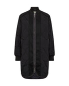 Freja stylish women’s black puffer jacket by Mos Mosh with bomber shape