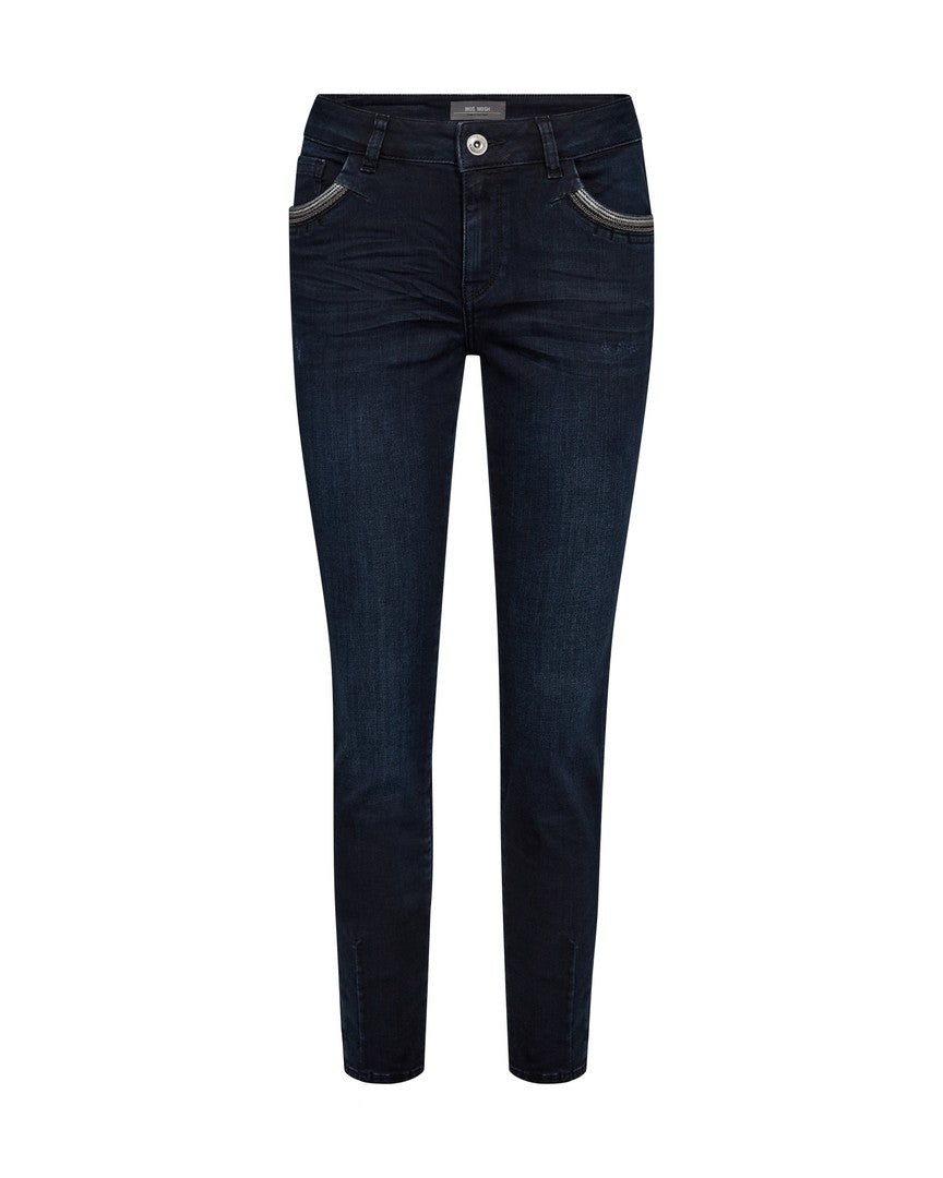 Front view of Mos Mosh Sumner Quantum dark blue denim skinny jeans for women 