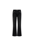 Mos Mosh flared black denim trousers styled with embroidered pockets 