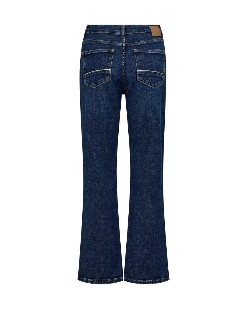 Mos mosh Stretch denim flared jeans with high-rise waist from the back 