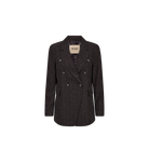 Front view of Mos Mosh double breasted black blazer with embossed buttons