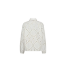Cream cotton shirt with openwork design and classic collar From back