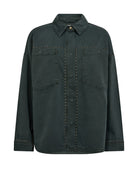 Mos Mosh green loose fit denim shirt with stud details