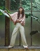 Mos Mosh Colette wide leg jeans women beige denim styled outfit