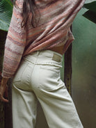 Mos Mosh Colette wide leg jeans beige denim pocket fringe detail