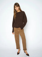 MOS MOSH Aymen Len brown ankle trousers styled with knitwear