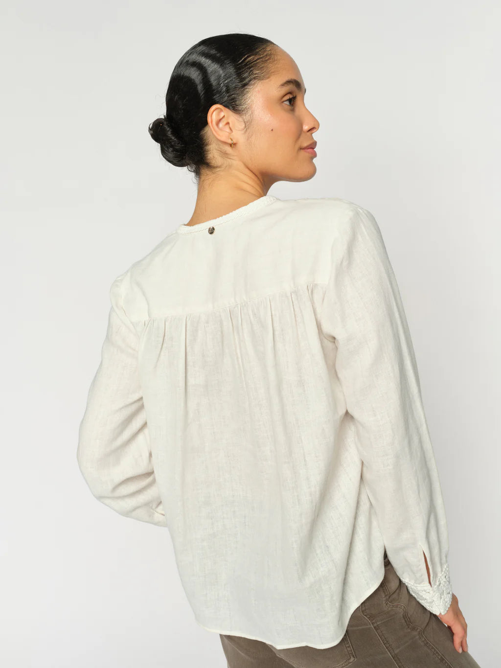 Mos Mosh Evanda linen blend blouse relaxed fit back view