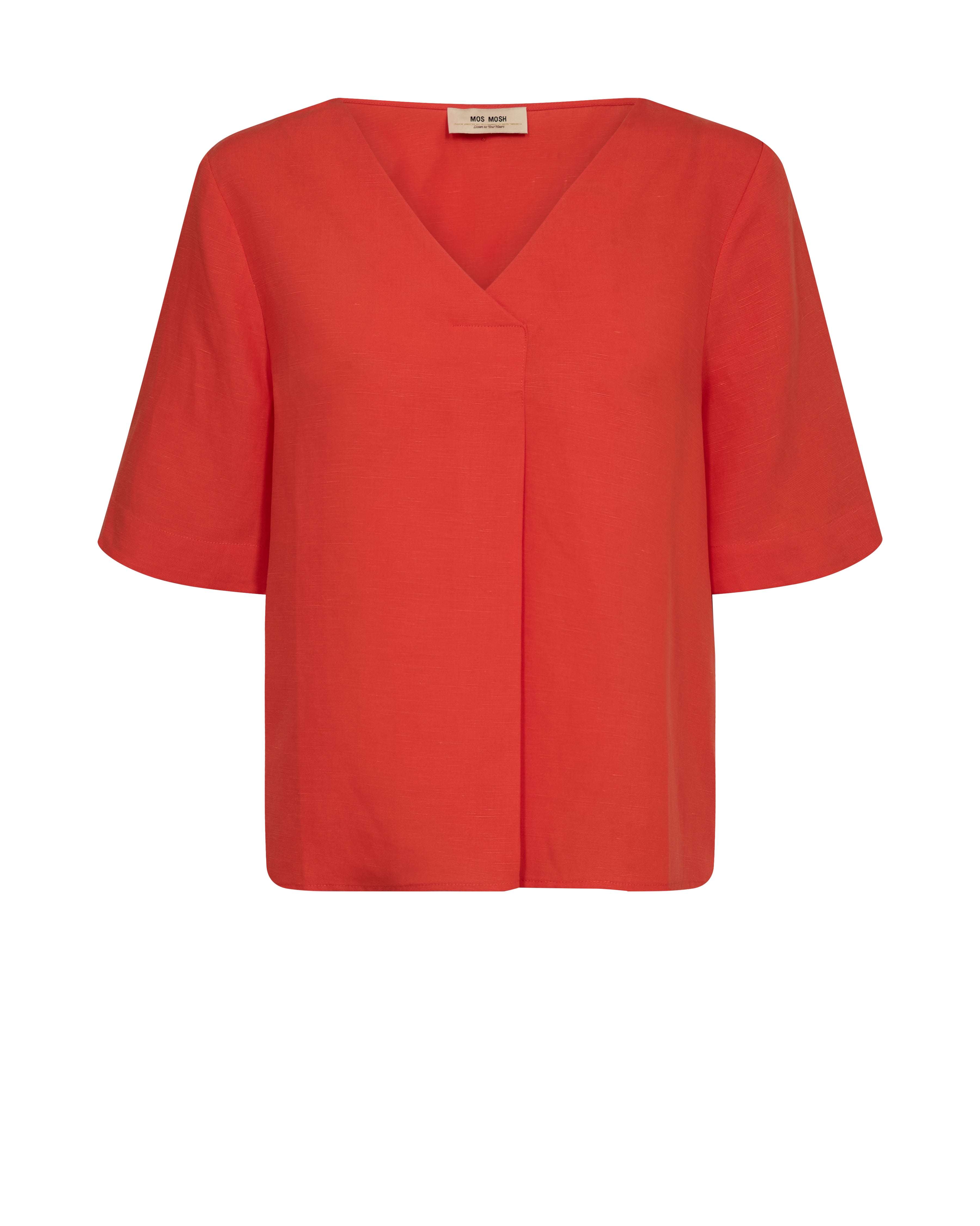 Mos Mosh Raina Alexis orange relaxed fit V-neck blouse front view