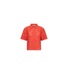 Mos Mosh Lia River lace shirt back view coral short sleeve