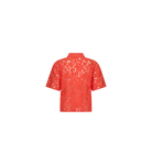 Mos Mosh Lia River lace blouse coral red short sleeve full look