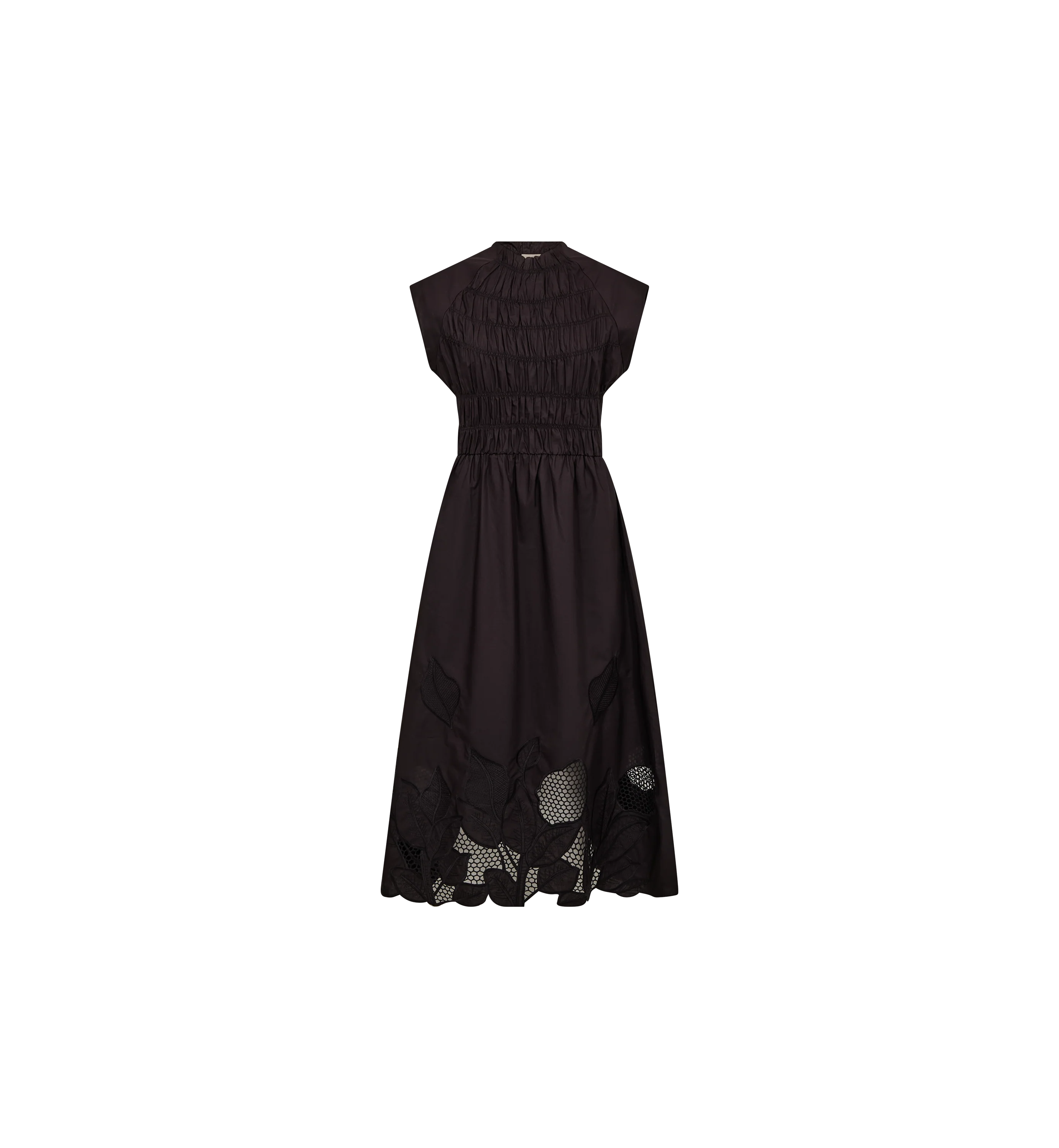 Mos Mosh Aria mono dress black organic cotton embroidered hem