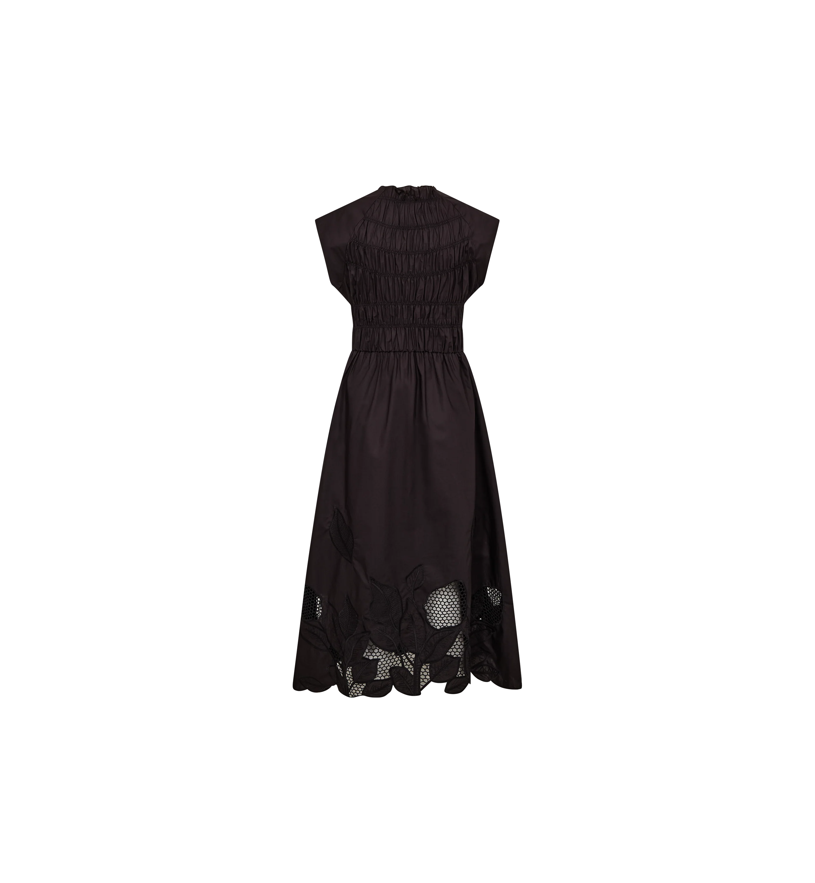 Mos Mosh Aria sleeveless black midi dress embroidery detail