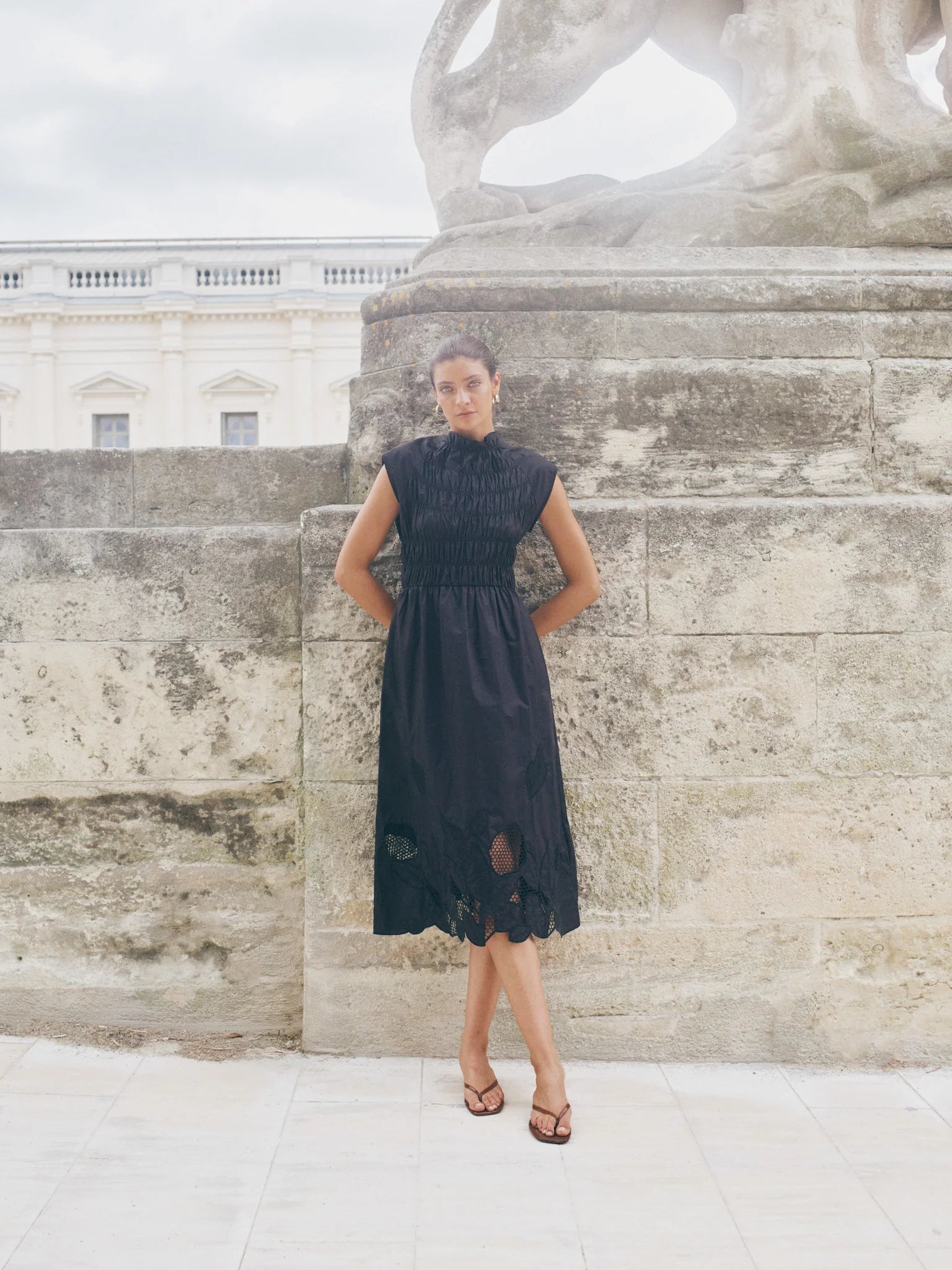 Mos Mosh Aria black dress styled summer outfit full length