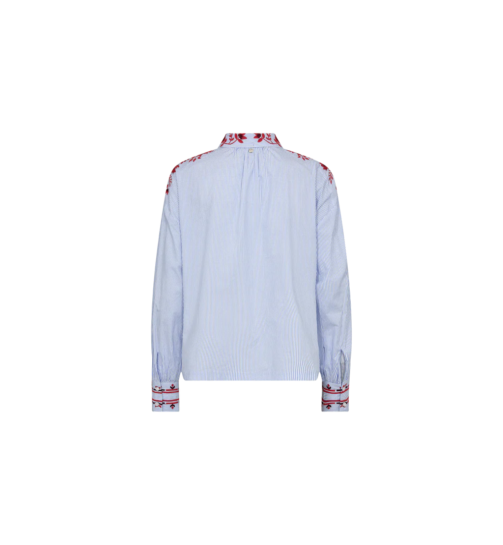 Mos Mosh Osmo blue stripe embroidered shirt back view