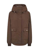 MOS MOSH Ophelia Cali Delicioso brown water-repellent hooded parka jacket front view