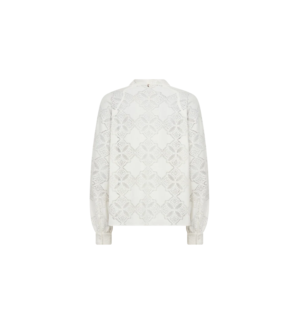 Mos Mosh Tamlyn ecru lace blouse back product view