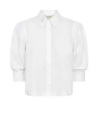 MOS MOSH Adjao Bernat white embroidered cotton shirt front view