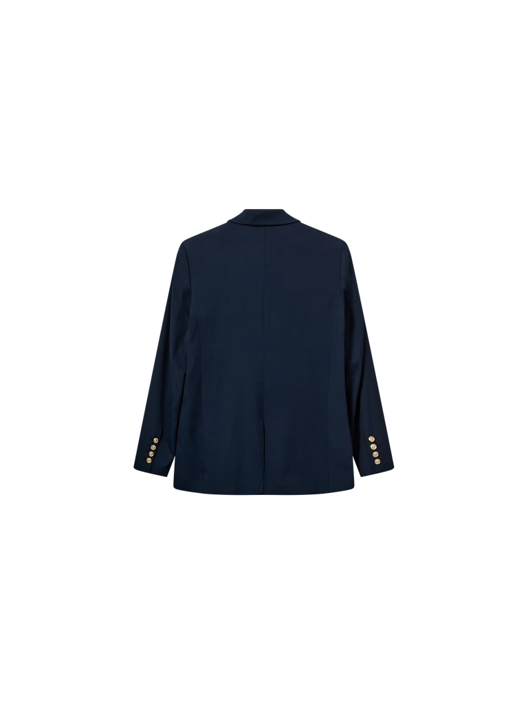 Mos Mosh Aura Cello Navy Double Breasted Blazer From The Back
