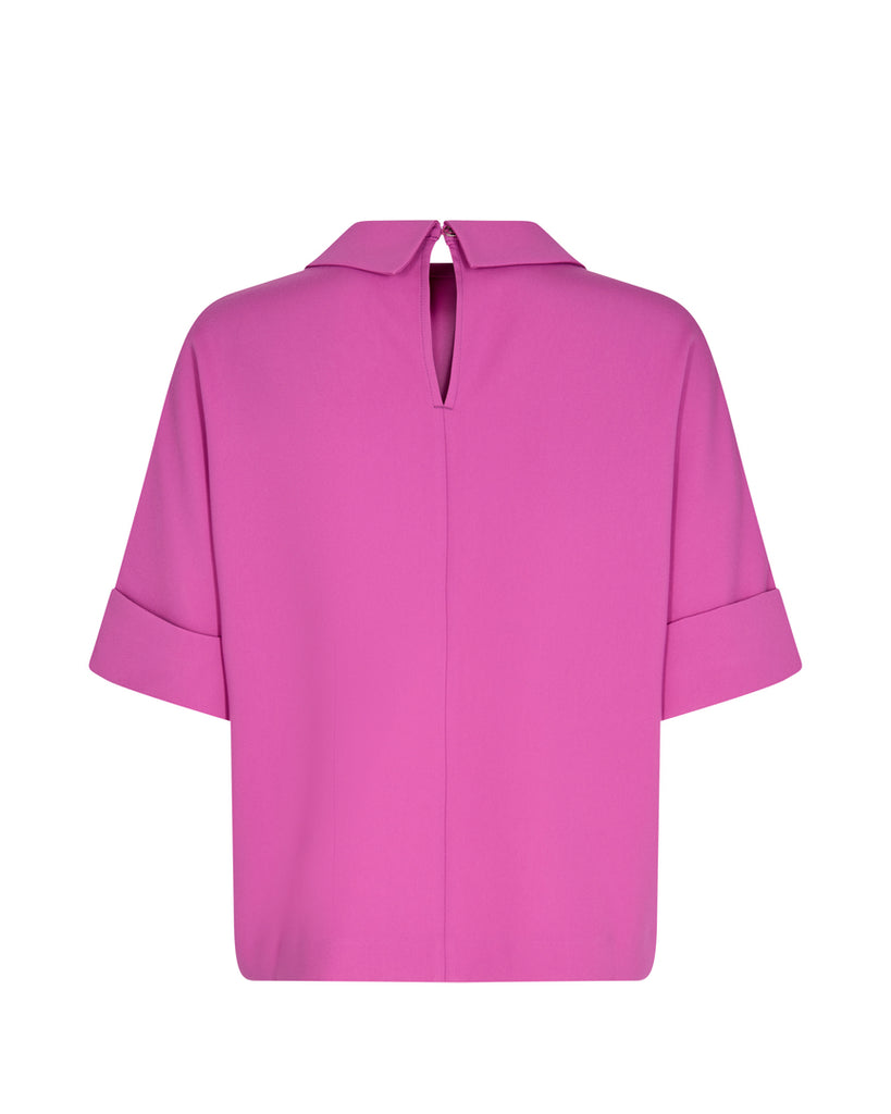 Mosmosh Rhonda Violet Folded Collar Blouse With Keyhole Button Detail At The Back