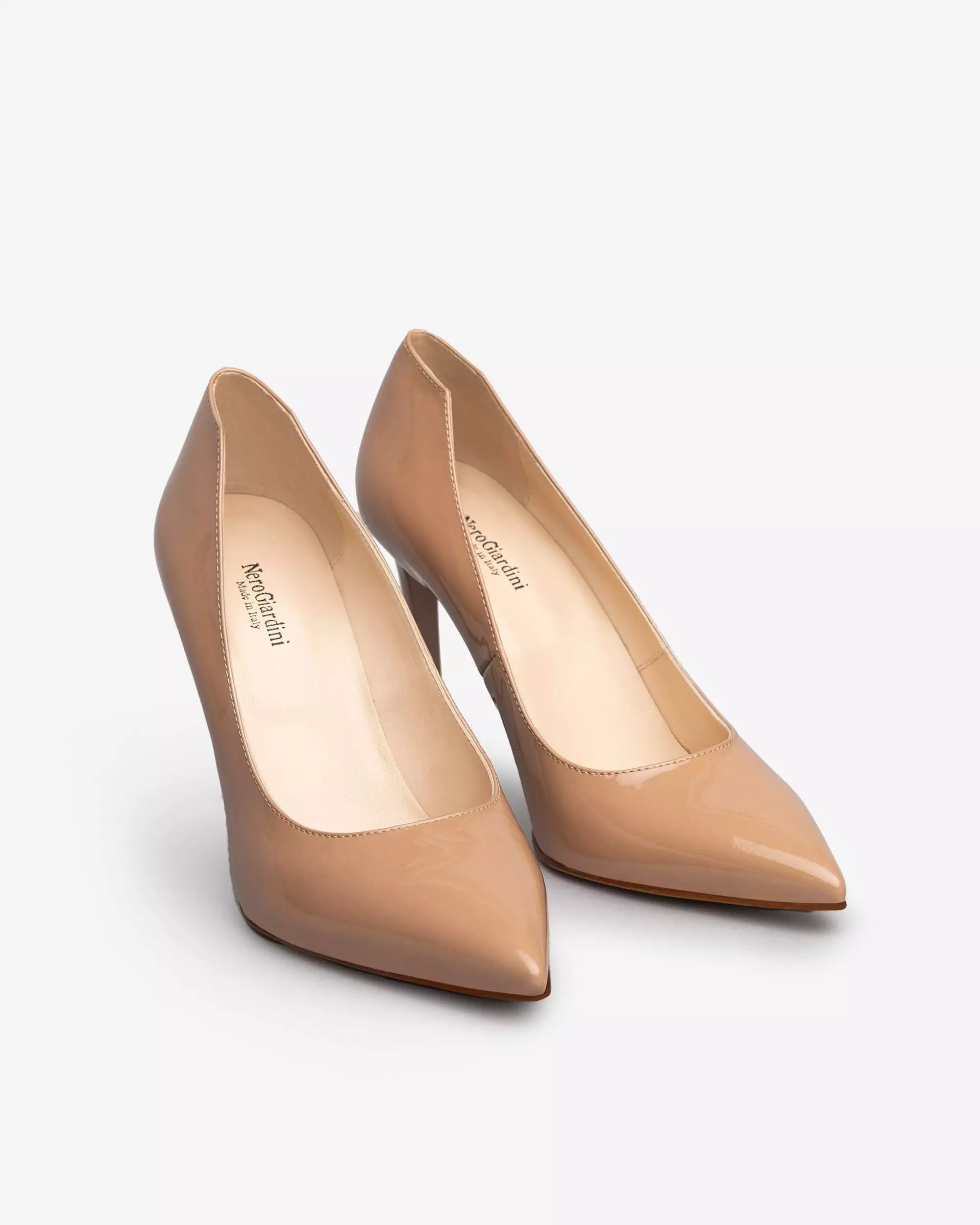NeroGiardini nude patent high heeled stiletto court shoes