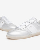 Nero Giardini Silver Leather Retro Lace Up Trainer