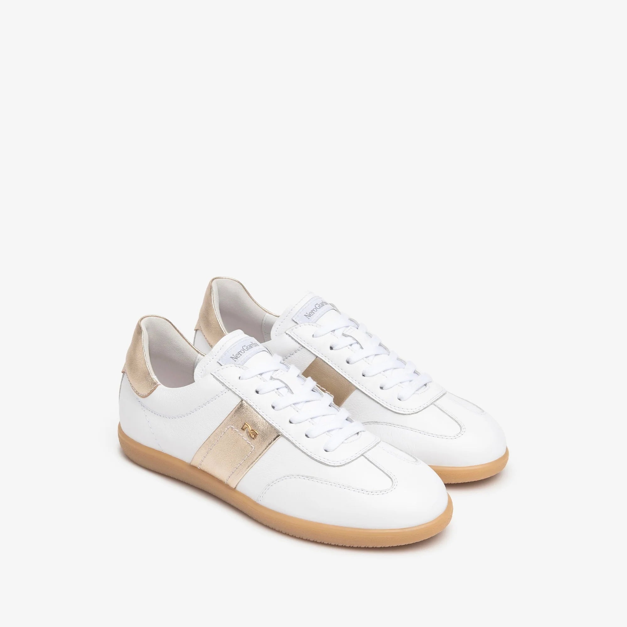 Nero Giardini White Leather Sporty Retro Lace Up Trainer