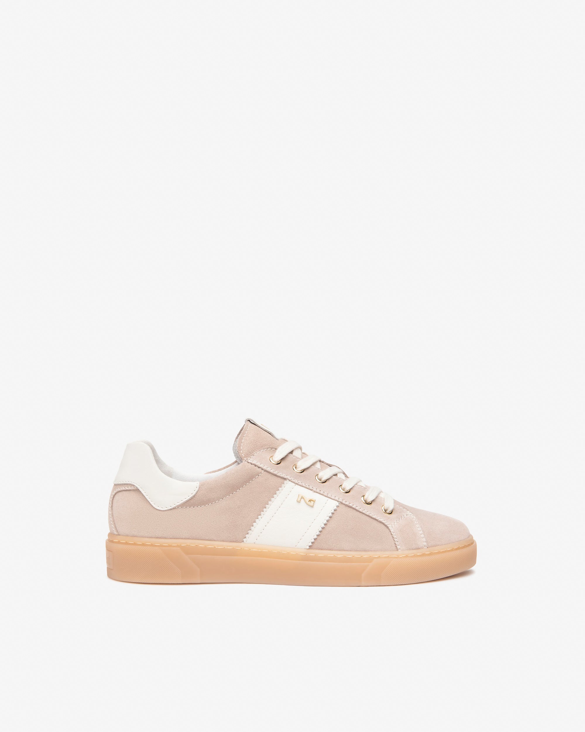 Nero Giardini Sporty Suede Lace-up Trainers In Beige