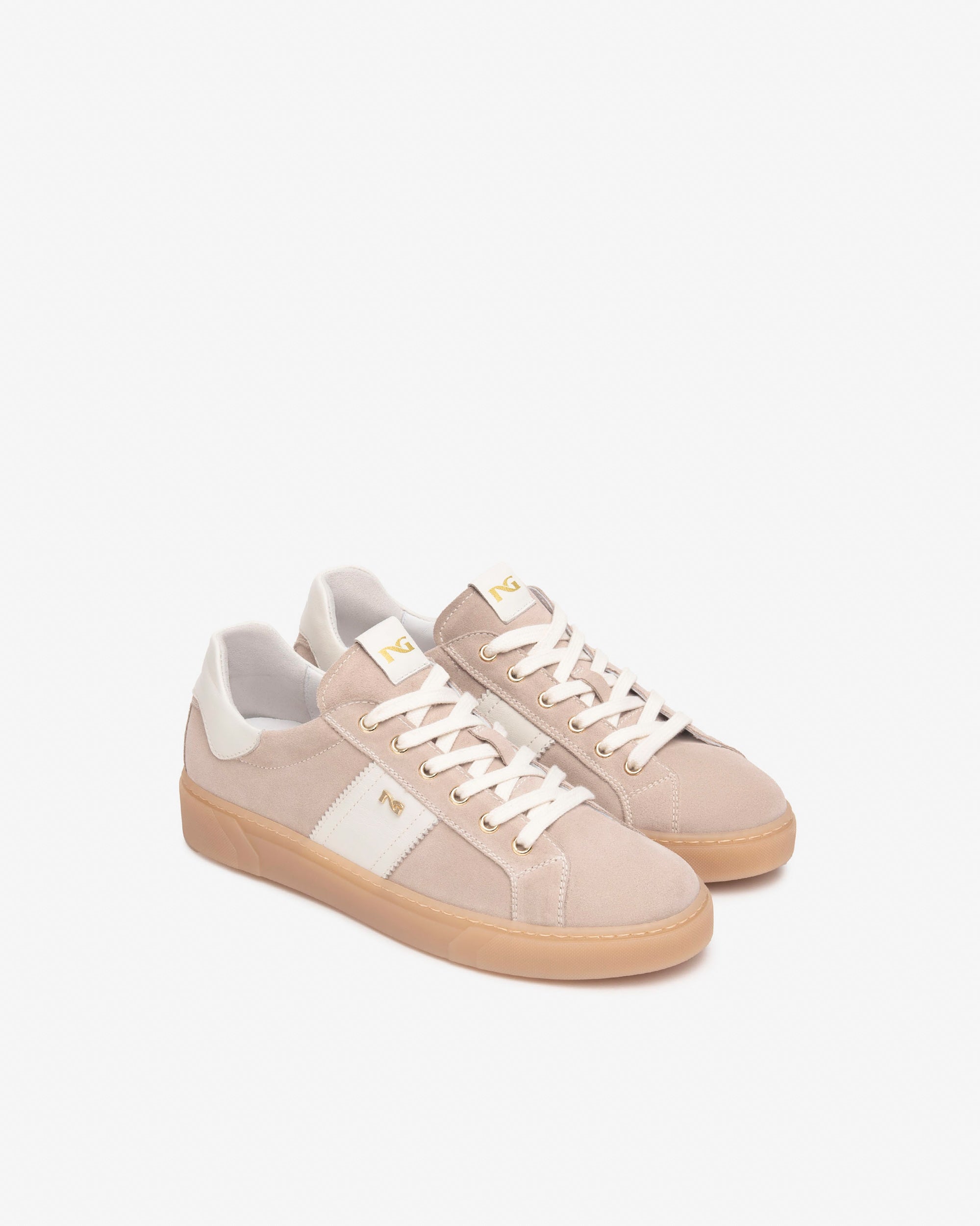 Nero Giardini Beige Suede Lace-up Sporty Fashion Trainers