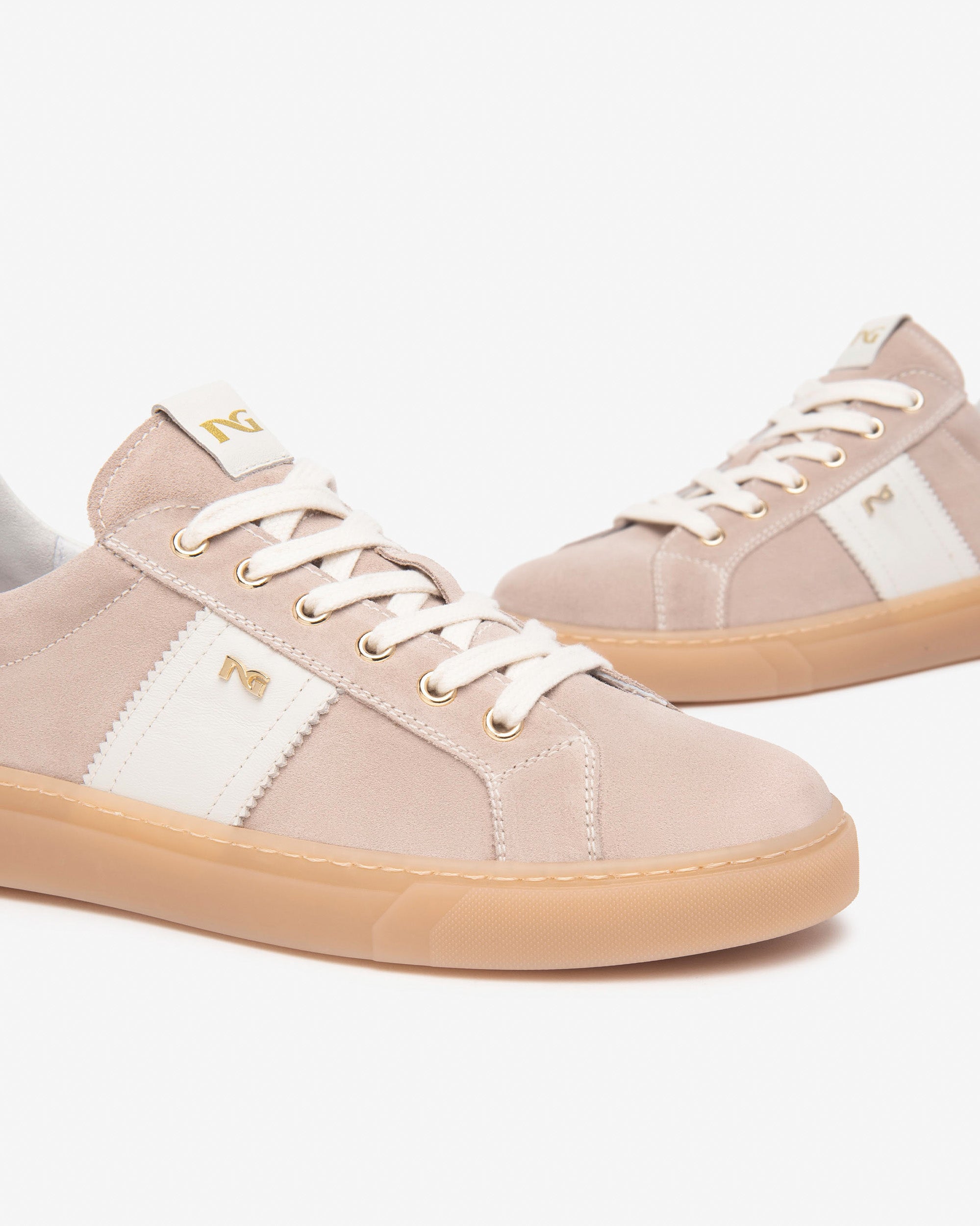 Nero Giardini Beige Suede Lace-up Trainers