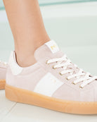 Nero Giardini Suede Lace-up Trainers Close Up Beige