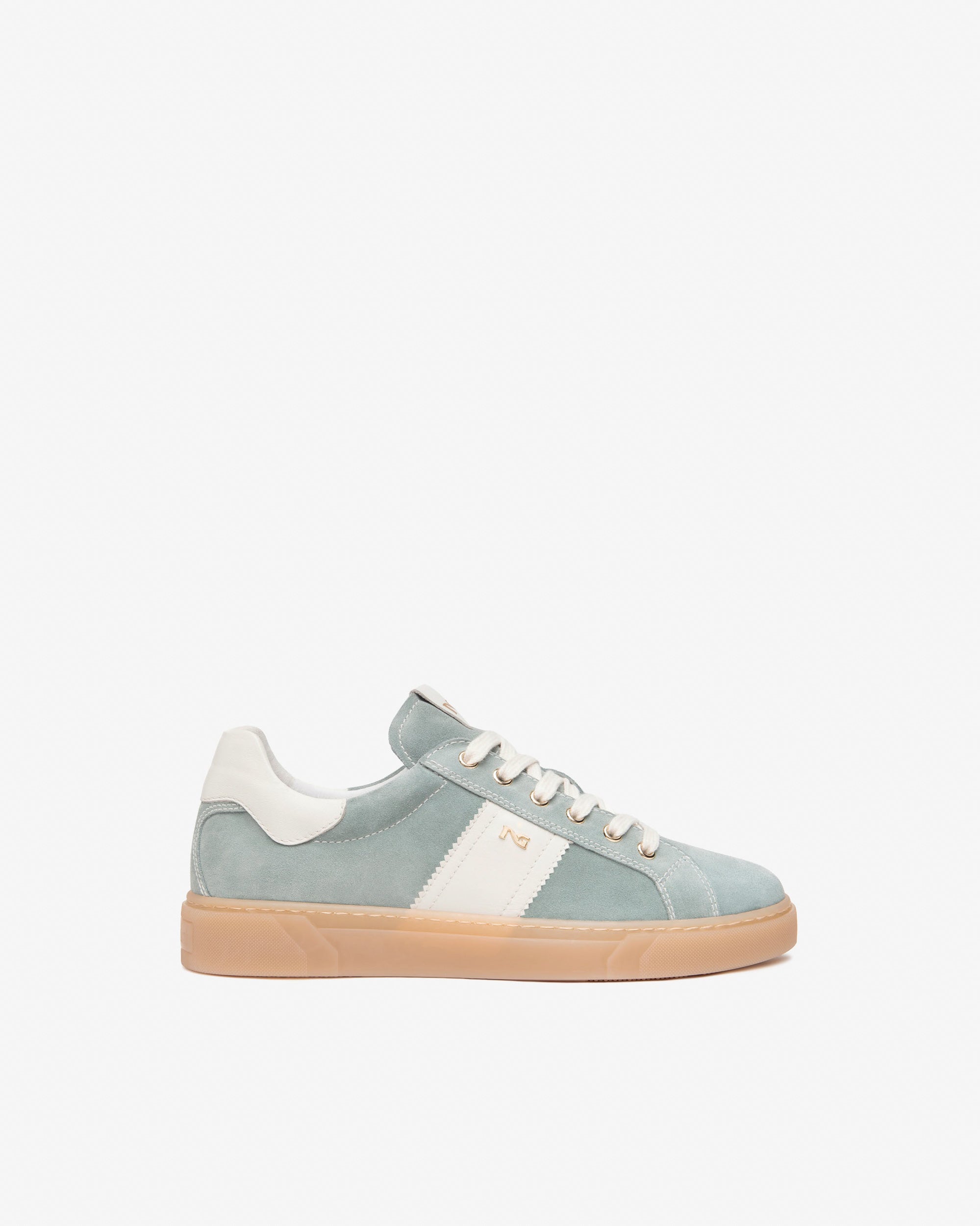 Nero Giardini Sporty Suede Lace-up Trainers In Sage Green