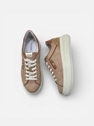 NeroGiardini raffia platform trainers tan leather detail side profile