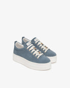 NeroGiardini blue suede platform trainers pair view