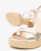 Nero Giardini gold heeled sandals sole and front strap detail platform sandal