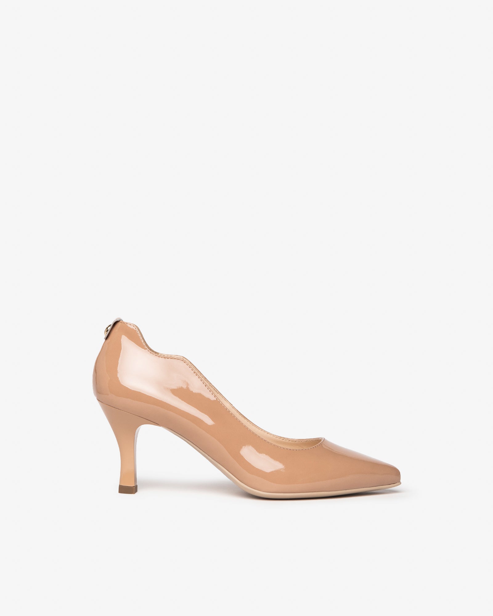 Nero Giardini Nude Leather Wave Heel Court Shoe In Nude