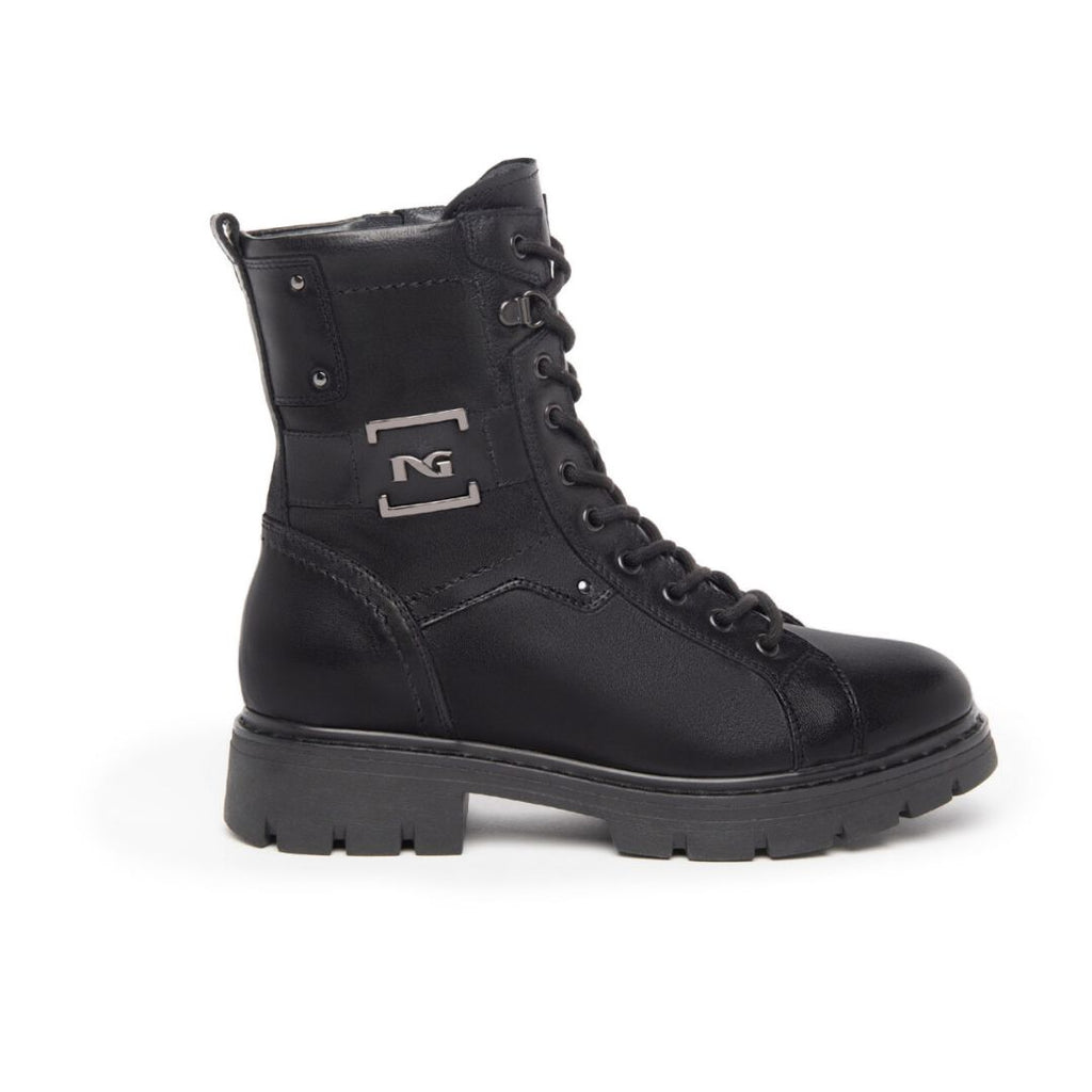 Nero Giardini Laced Army Style Logo Buckle Boots