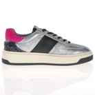 Nero Giardini Silver Leather Trainers With Pink Heel